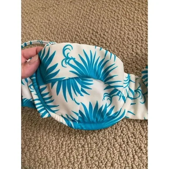 MILLY Aster Print Maxime Underwire Bikini Top and Bottoms in Aqua SMALL - Picture 5 of 8